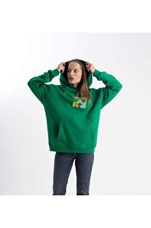 Unisex Ok Baskılı Kapşonlu Sweatshirt