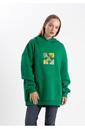 Unisex Ok Baskılı Kapşonlu Sweatshirt