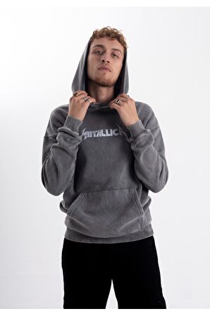 Unisex Metalica Baskı Kapşonlu Sweatshirt