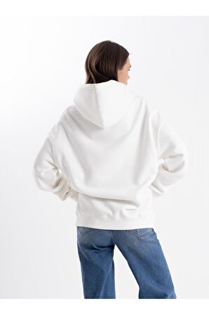 Unisex Brooklyn New York Baskılı Kapşonlu Sweatshirt