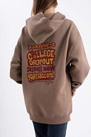 Unisex Kenya West - The College Dropout Baskı Kapşonlu Sweatshirt