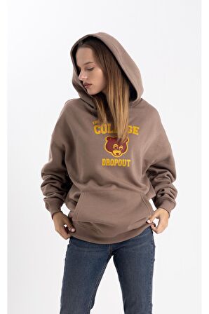 Unisex Kenya West - The College Dropout Baskı Kapşonlu Sweatshirt