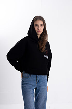 Unisex SPIRIT Baskı Kapşonlu Sweatshirt