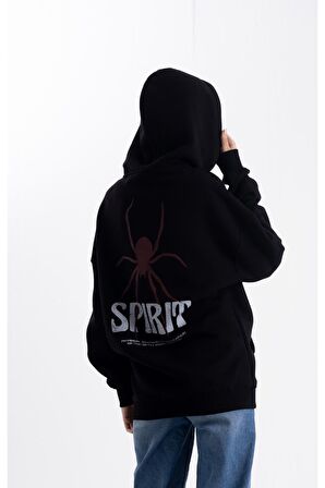 Unisex SPIRIT Baskı Kapşonlu Sweatshirt