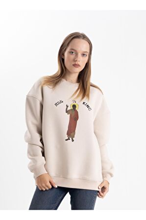 Unisex Jesus is King Baskı Sweatshirt