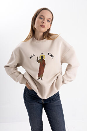 Unisex Jesus is King Baskı Sweatshirt