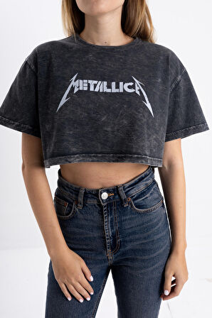 Metalica Baskı Eskitme Crop