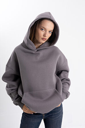 Gri Kapşonlu sweatshirt