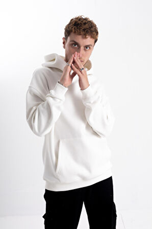 Beyaz Kapşonlu sweatshirt