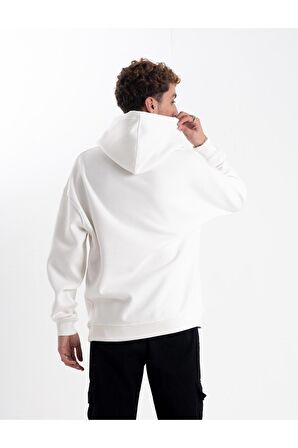 Beyaz Kapşonlu sweatshirt