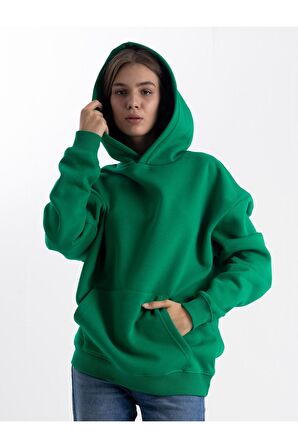 Yeşil Kapşonlu sweatshirt