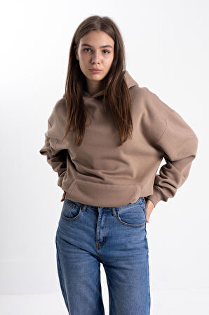 Kahve Kapşonlu sweatshirt