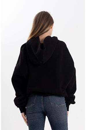 Siyah Kapşonlu sweatshirt