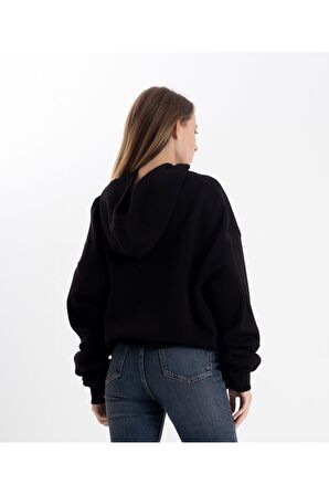 Siyah Kapşonlu sweatshirt