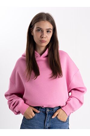Pembe Kapşonlu sweatshirt