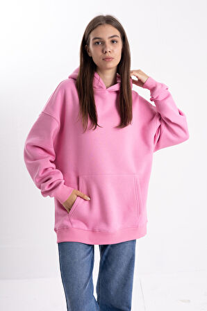 Pembe Kapşonlu sweatshirt