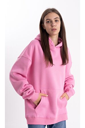 Pembe Kapşonlu sweatshirt