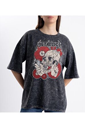 Unisex Eskitme Love Metalica Tshirt