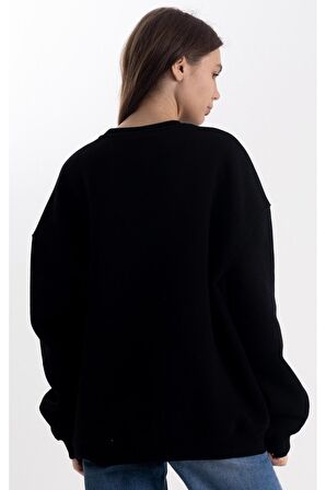 Unisex Siyah Sweatshirt Oversize
