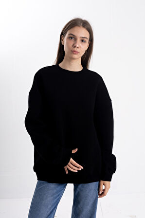 Unisex Siyah Sweatshirt Oversize