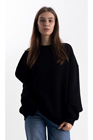 Unisex Siyah Sweatshirt Oversize