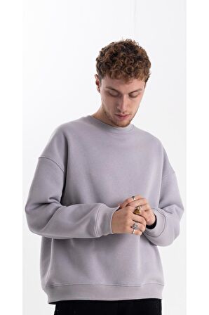 Unisex Gri Sweatshirt Oversize