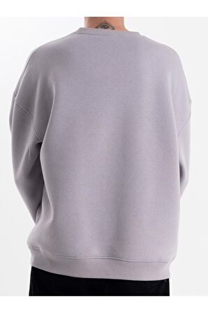 Unisex Gri Sweatshirt Oversize