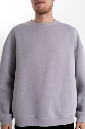Unisex Gri Sweatshirt Oversize