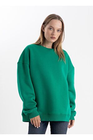 Unisex Yeşil Sweatshirt Oversize