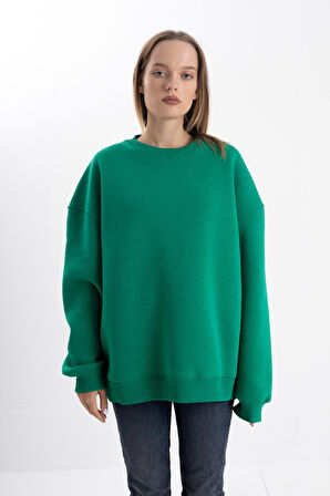Unisex Yeşil Sweatshirt Oversize