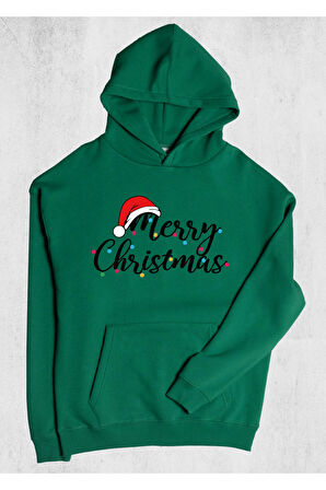Unisex Merry Christmas Kapüşonlu Sweatshirt