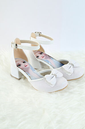 Topuklu Kız Çocuk Ayakkabısı Düğün Ayakkabısı Kız Çocuk Abiye Ayakkabı Fiyonk ve Detaylı Abiye