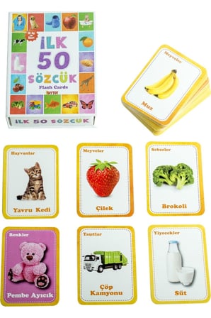 İlk 50 Sözcük Kart Bebekler İçin Öğrenme Konuşma Yardımcı Flash Cards Eğitici Kartlar