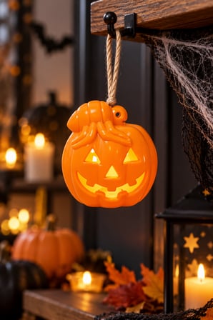 LED Bal Kabağı Figürü 9 Cm Turuncu Halloween Cadılar Bayramı Asılabilir Dekoratif Parti Süsü