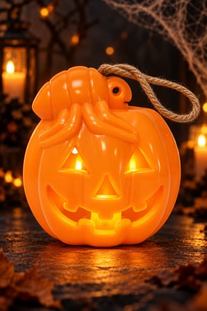 LED Bal Kabağı Figürü 9 Cm Turuncu Halloween Cadılar Bayramı Asılabilir Dekoratif Parti Süsü