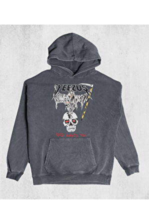 Unisex Eskitme Yezuş Kapüşonlu Sweatshirt