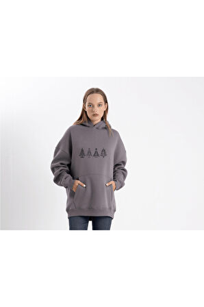 Unisex Oversize Ho Ho On Kapüşonlu Sweatshirt