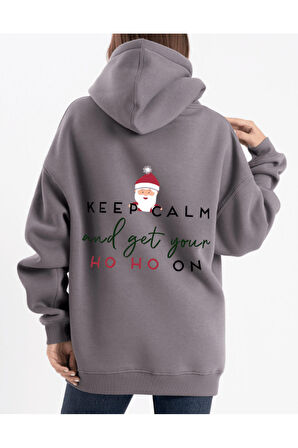 Unisex Oversize Ho Ho On Kapüşonlu Sweatshirt