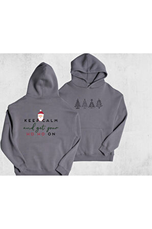 Unisex Oversize Ho Ho On Kapüşonlu Sweatshirt