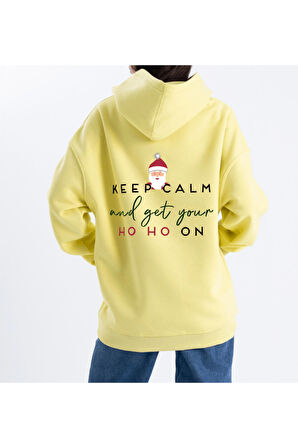 Unisex Oversize Ho Ho On Kapüşonlu Sweatshirt