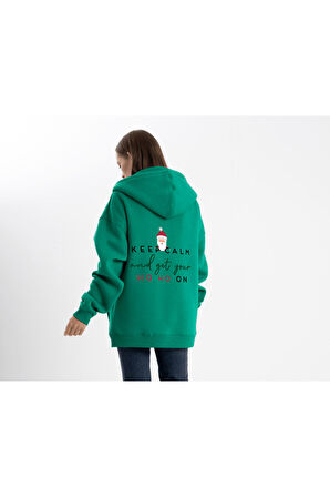 Unisex Oversize Ho Ho On Kapüşonlu Sweatshirt