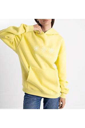 Unisex Oversize Let it Snow Kapüşonlu Sweatshirt