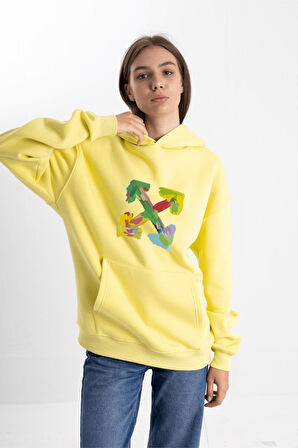 Unisex Oversize Four Kapüşonlu Sweatshirt