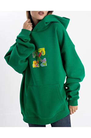 Unisex Oversize Four Kapüşonlu Sweatshirt