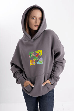 Unisex Oversize Four Kapüşonlu Sweatshirt