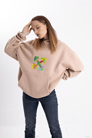 Unisex Oversize Four Kapüşonlu Sweatshirt