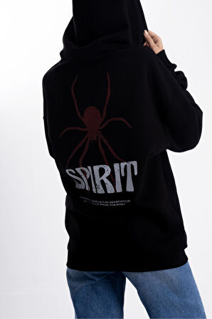 Unisex Oversize Spirit Kapüşonlu Sweatshirt