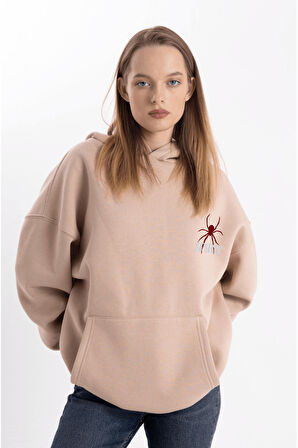 Unisex Oversize Spirit Kapüşonlu Sweatshirt