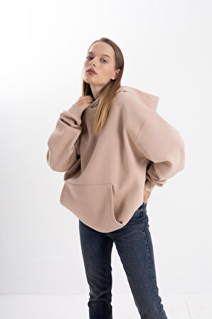 Unisex Oversize Carmelite Kapüşonlu Sweatshirt