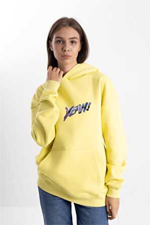 Unisex Oversize YEAH! Kapüşonlu Sweatshirt